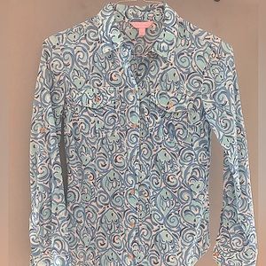 Lilly Pulitzer blouse. Lightweight, comfortable, and colorful.